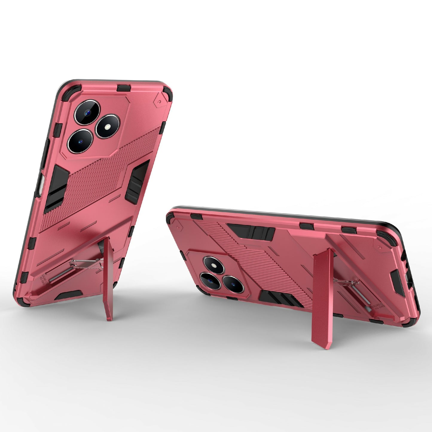 Uniqkart for Realme C53 4G Kickstand Back Case PC+TPU Shockproof Phone Cover - Rose