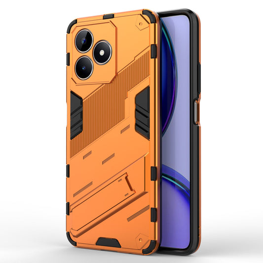 Uniqkart for Realme C53 4G Kickstand Back Case PC+TPU Shockproof Phone Cover - Orange