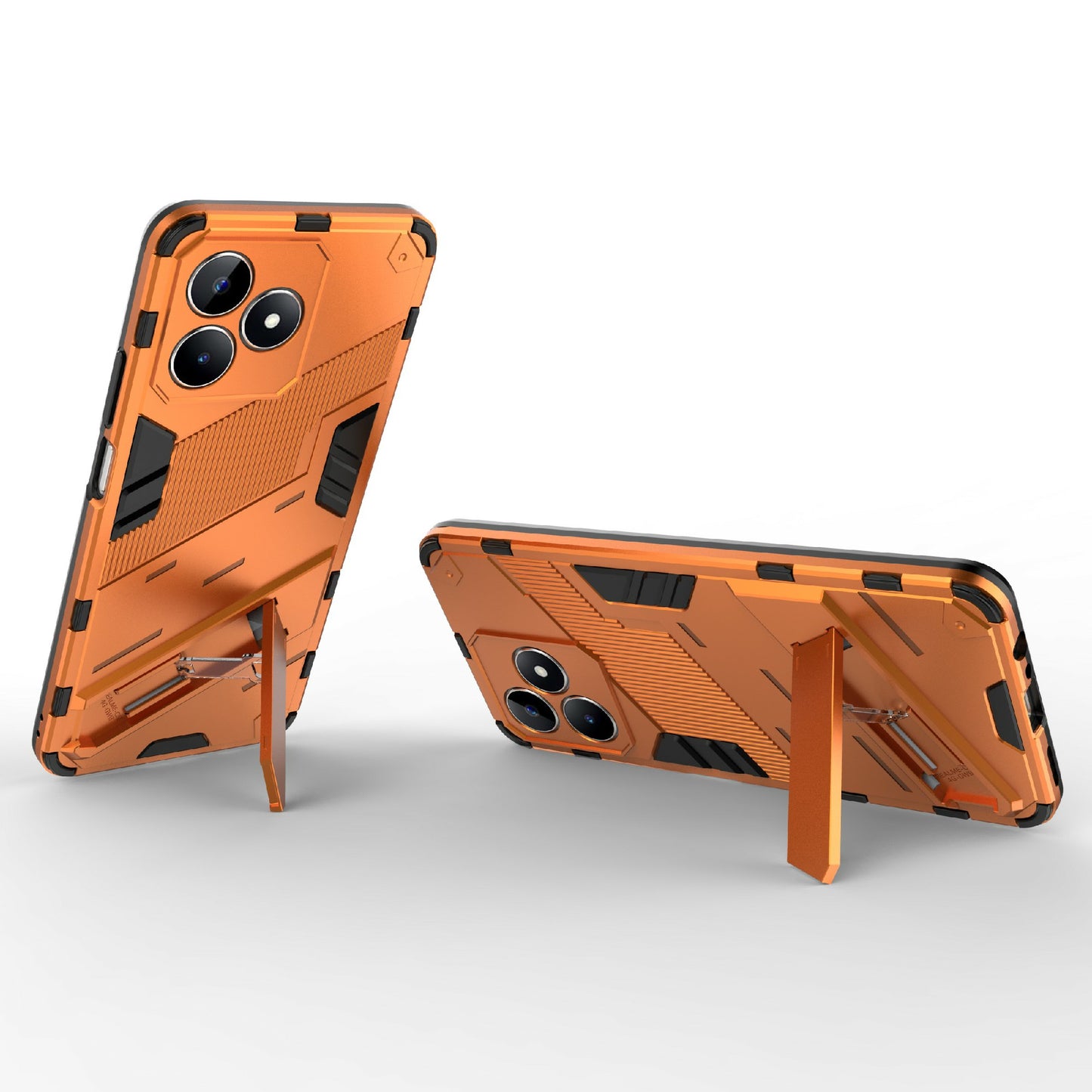 Uniqkart for Realme C53 4G Kickstand Back Case PC+TPU Shockproof Phone Cover - Orange