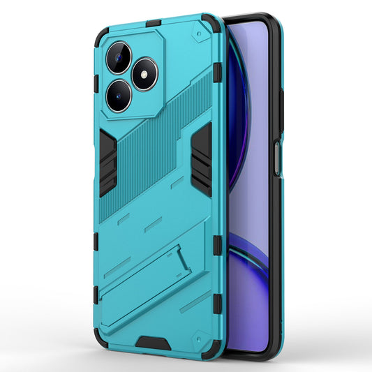 Uniqkart for Realme C53 4G Kickstand Back Case PC+TPU Shockproof Phone Cover - Baby Blue