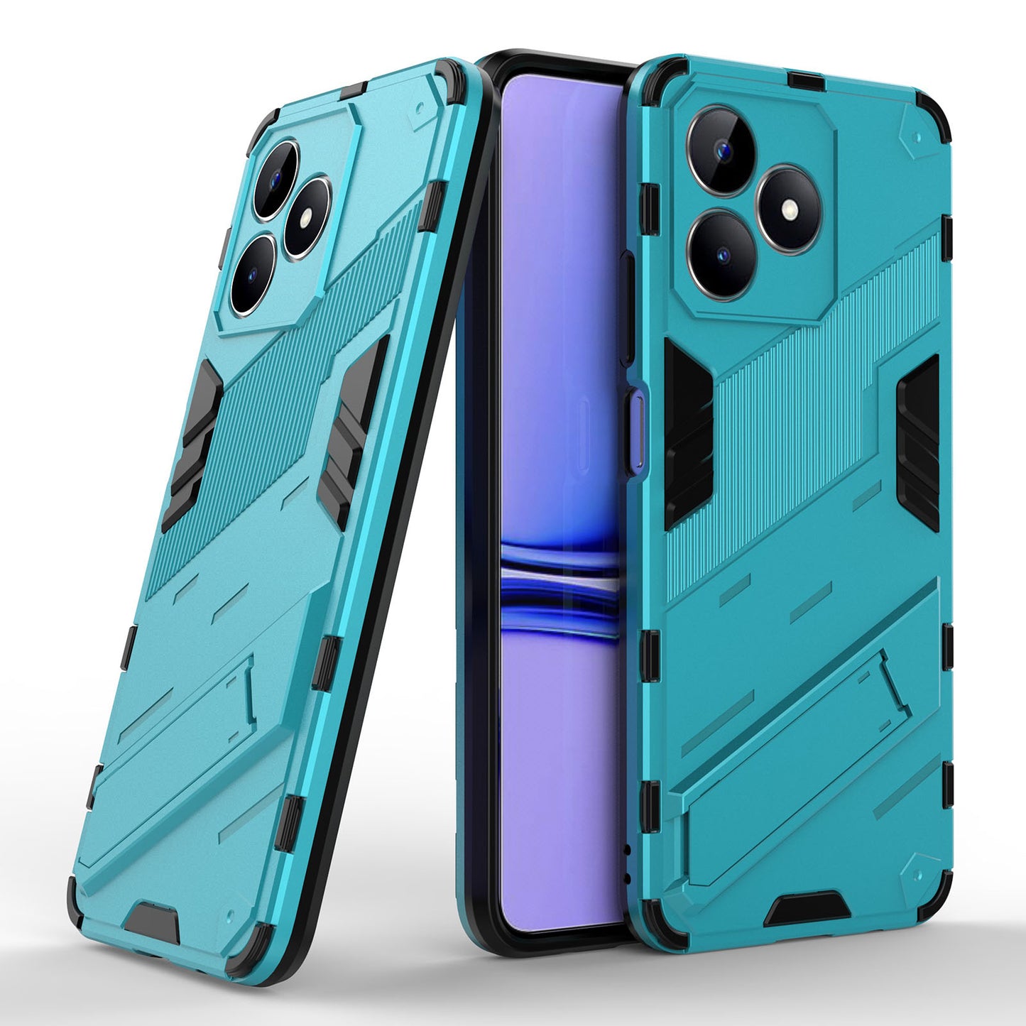Uniqkart for Realme C53 4G Kickstand Back Case PC+TPU Shockproof Phone Cover - Baby Blue