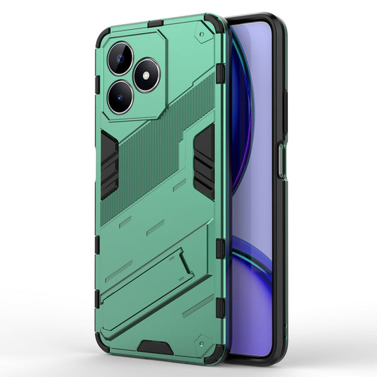 Uniqkart for Realme C53 4G Kickstand Back Case PC+TPU Shockproof Phone Cover - Green