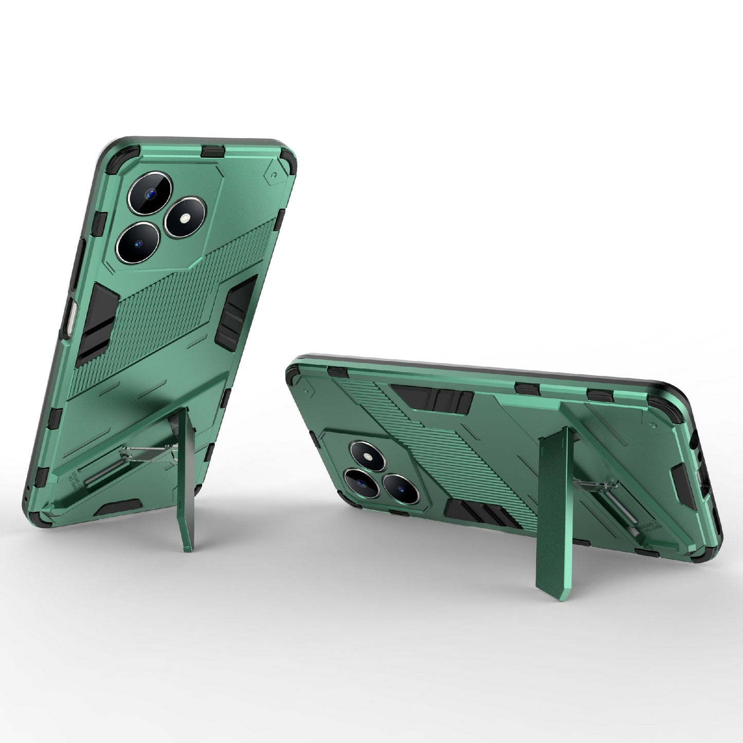 Uniqkart for Realme C53 4G Kickstand Back Case PC+TPU Shockproof Phone Cover - Green