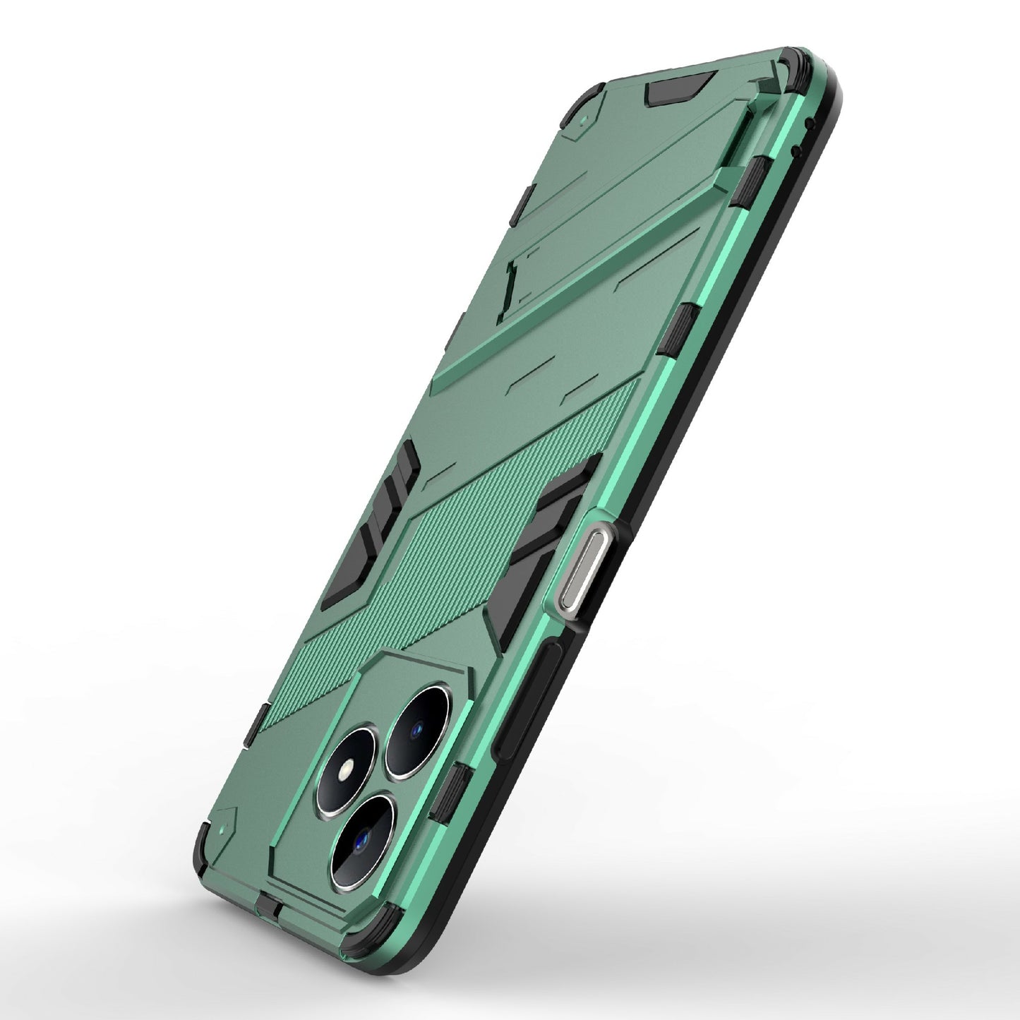 Uniqkart for Realme C53 4G Kickstand Back Case PC+TPU Shockproof Phone Cover - Green