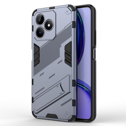 Uniqkart for Realme C53 4G Kickstand Back Case PC+TPU Shockproof Phone Cover - Dark Blue