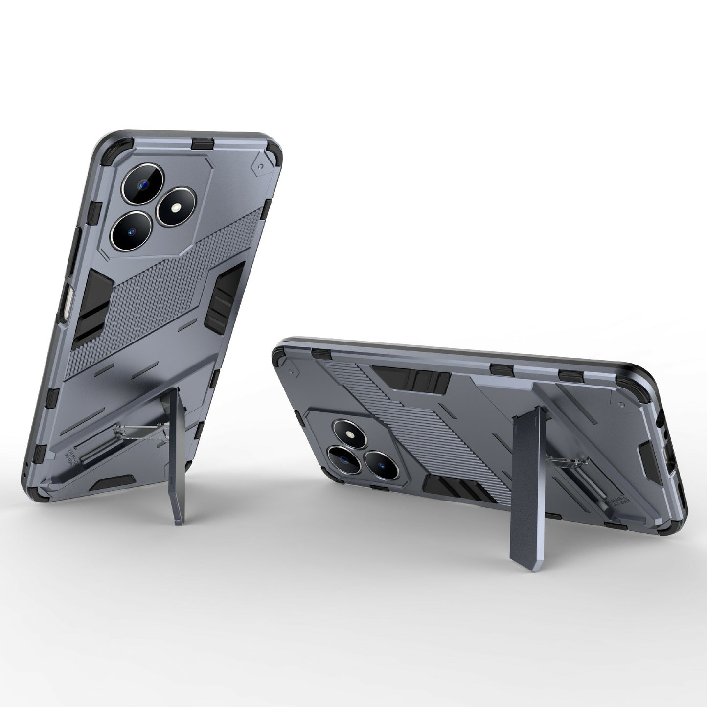 Uniqkart for Realme C53 4G Kickstand Back Case PC+TPU Shockproof Phone Cover - Dark Blue