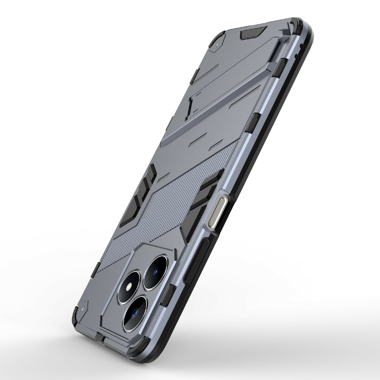 Uniqkart for Realme C53 4G Kickstand Back Case PC+TPU Shockproof Phone Cover - Dark Blue