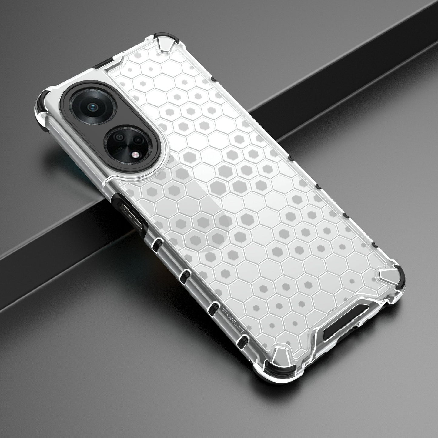 Uniqkart for Oppo A98 5G Anti-drop Phone Case TPU+PC Honeycomb Texture Cover - Grey