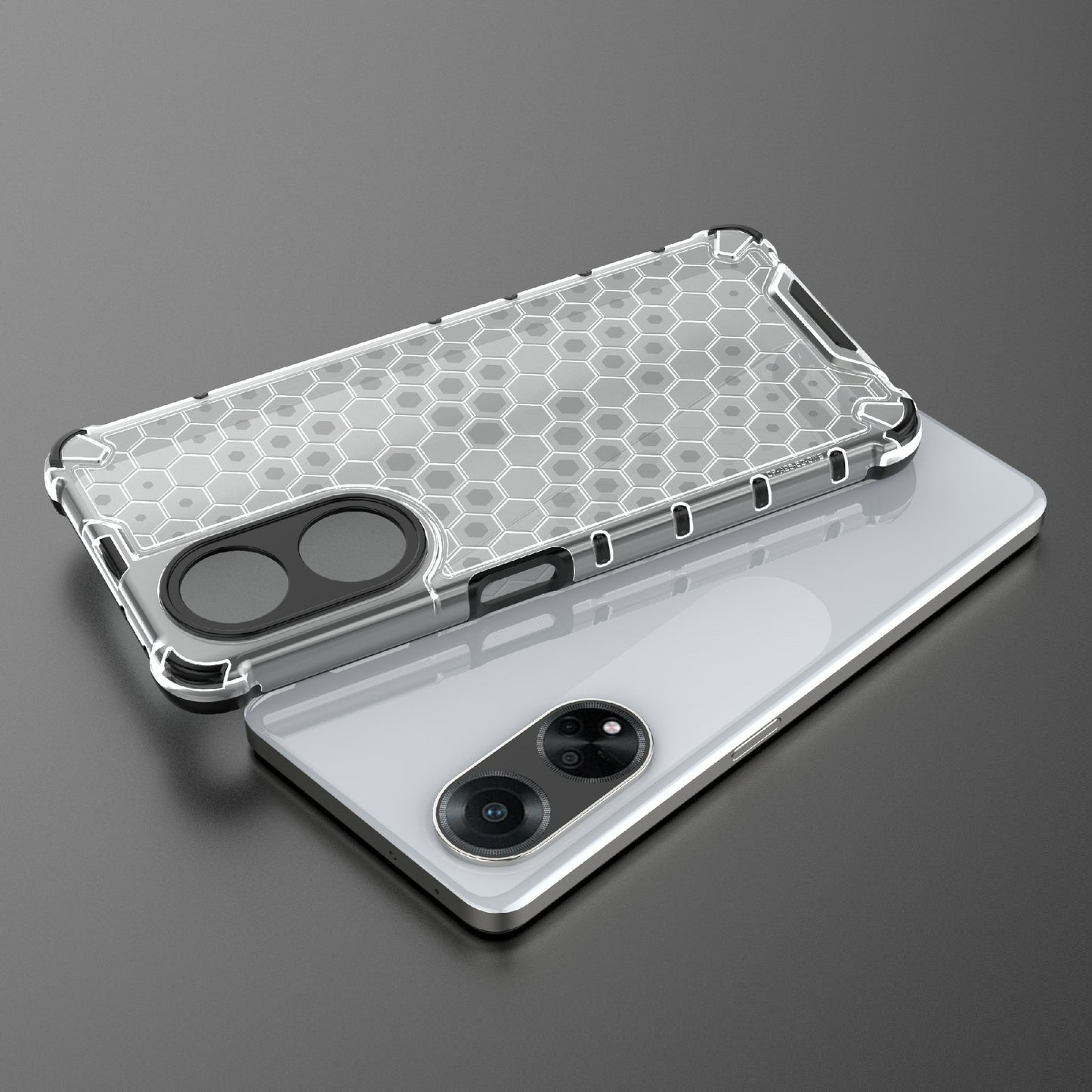 Uniqkart for Oppo A98 5G Anti-drop Phone Case TPU+PC Honeycomb Texture Cover - Grey