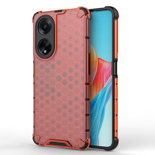 Uniqkart for Oppo A98 5G Anti-drop Phone Case TPU+PC Honeycomb Texture Cover - Red