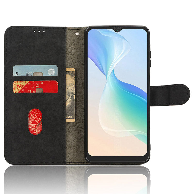 Uniqkart for Blackview Oscal C30 Skin-touch PU Leather Wallet Case Full Protection Stand Phone Cover - Black