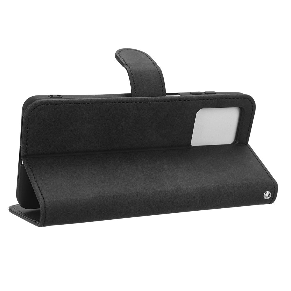 Uniqkart for Blackview Oscal C30 Skin-touch PU Leather Wallet Case Full Protection Stand Phone Cover - Black