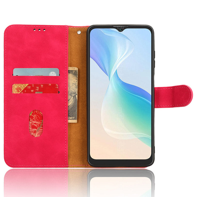 Uniqkart for Blackview Oscal C30 Skin-touch PU Leather Wallet Case Full Protection Stand Phone Cover - Rose
