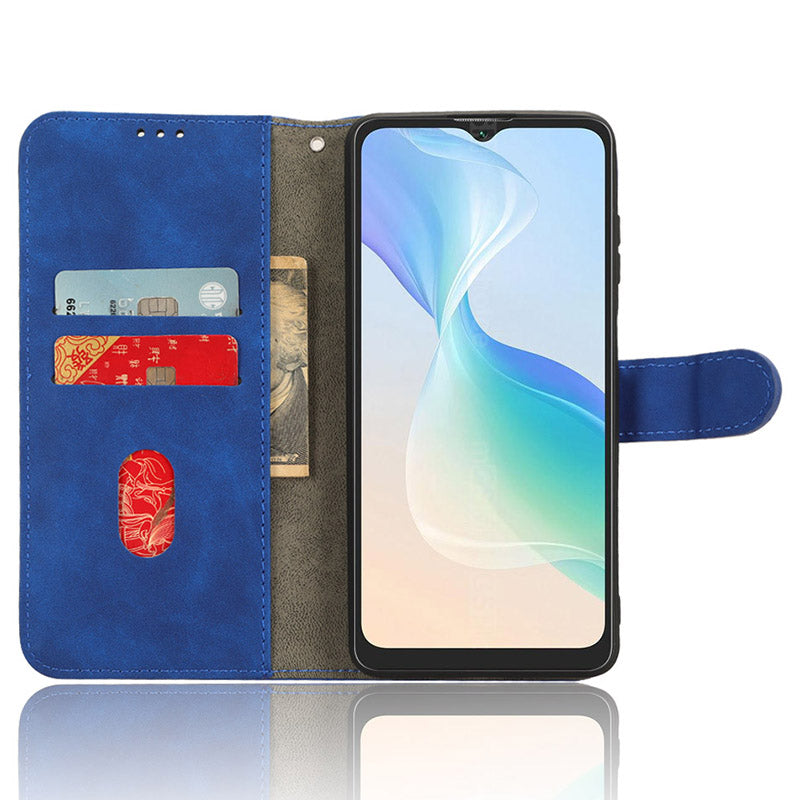 Uniqkart for Blackview Oscal C30 Skin-touch PU Leather Wallet Case Full Protection Stand Phone Cover - Blue