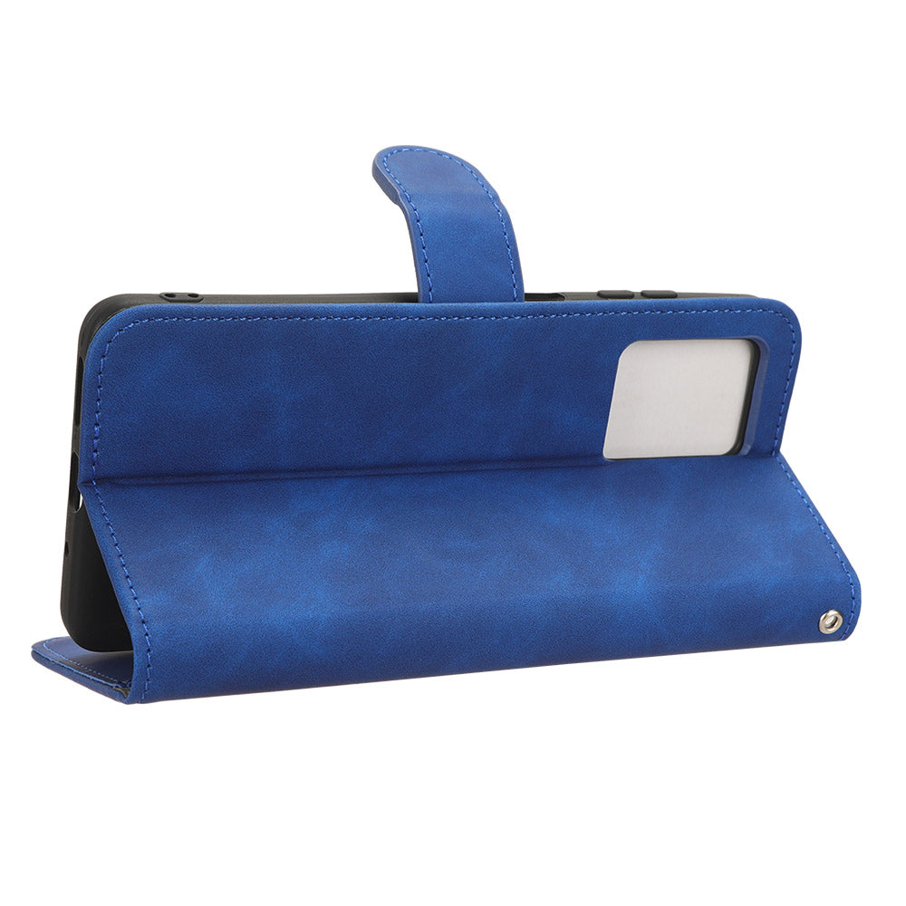 Uniqkart for Blackview Oscal C30 Skin-touch PU Leather Wallet Case Full Protection Stand Phone Cover - Blue