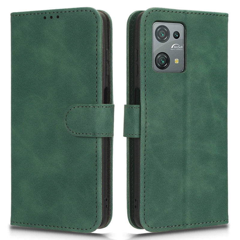 Uniqkart for Blackview Oscal C30 Skin-touch PU Leather Wallet Case Full Protection Stand Phone Cover - Green