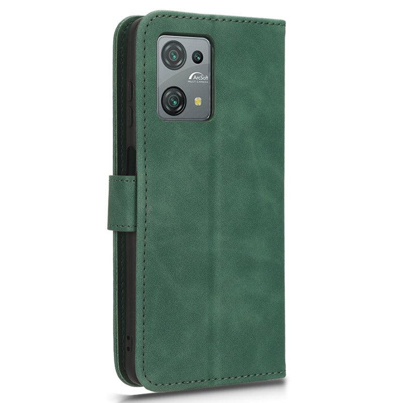 Uniqkart for Blackview Oscal C30 Skin-touch PU Leather Wallet Case Full Protection Stand Phone Cover - Green