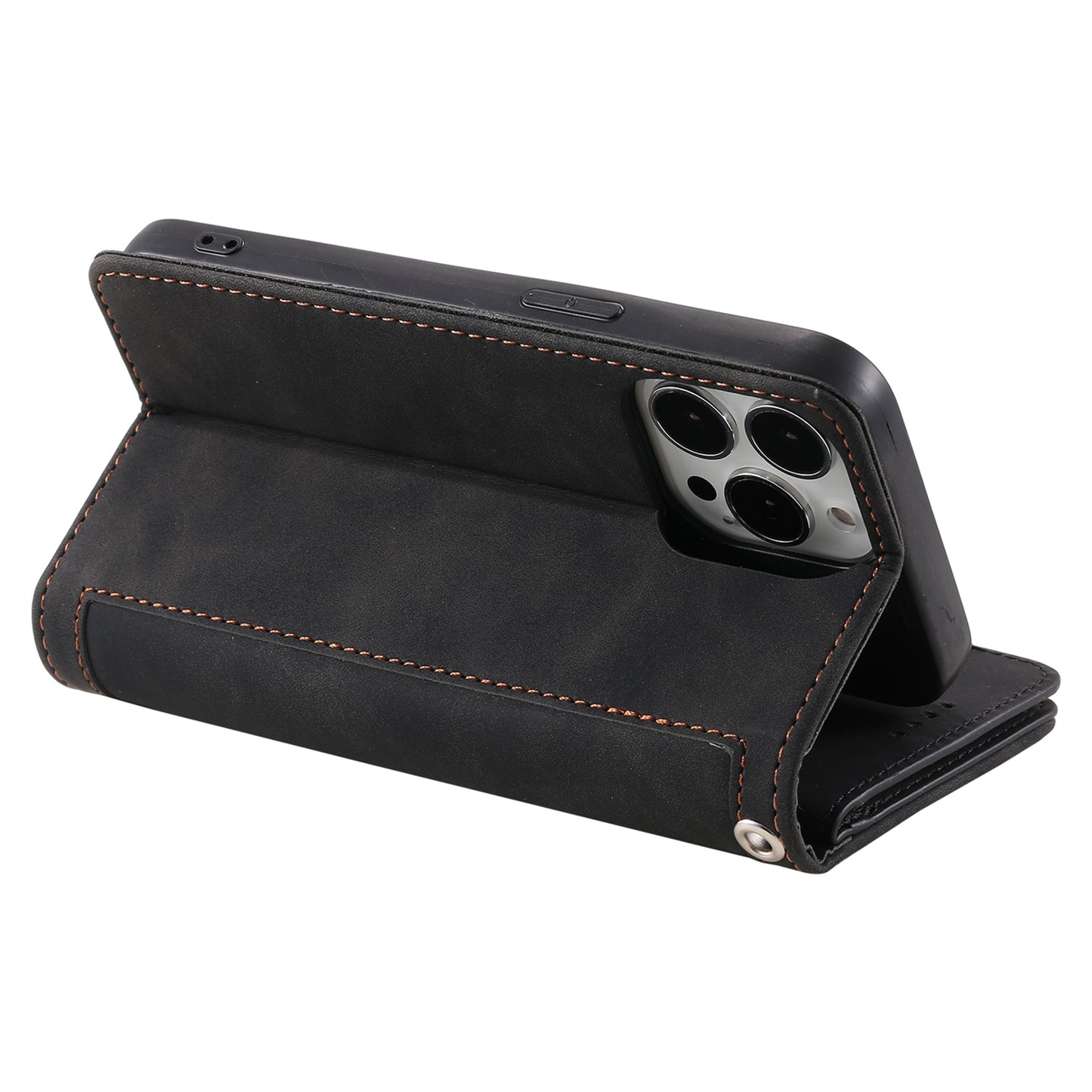 Uniqkart for iPhone 15 Ultra Anti-dust PU Leather Phone Case Zipper Pocket 9 Card Slots Protective Cover - Black