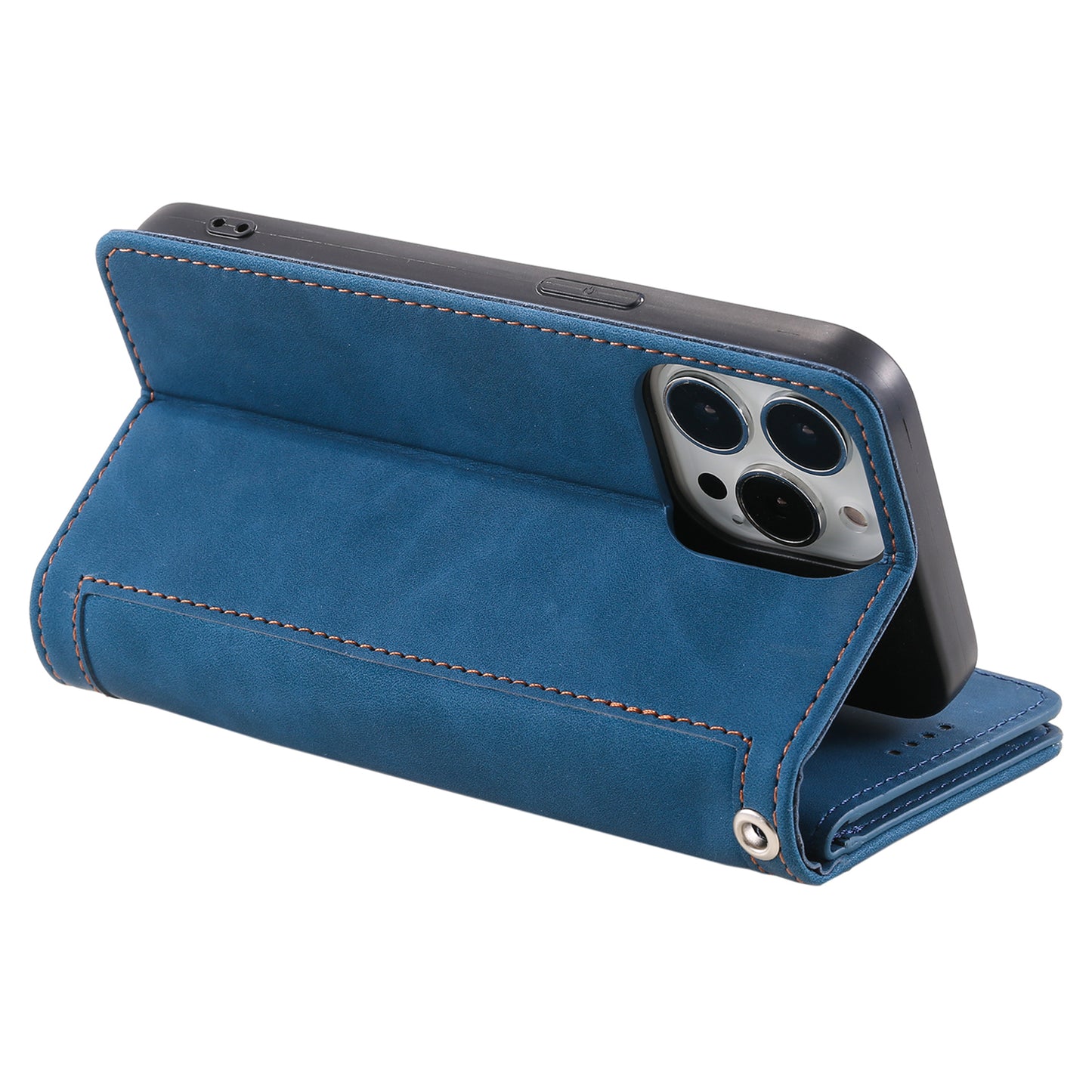 Uniqkart for iPhone 15 Ultra Anti-dust PU Leather Phone Case Zipper Pocket 9 Card Slots Protective Cover - Blue