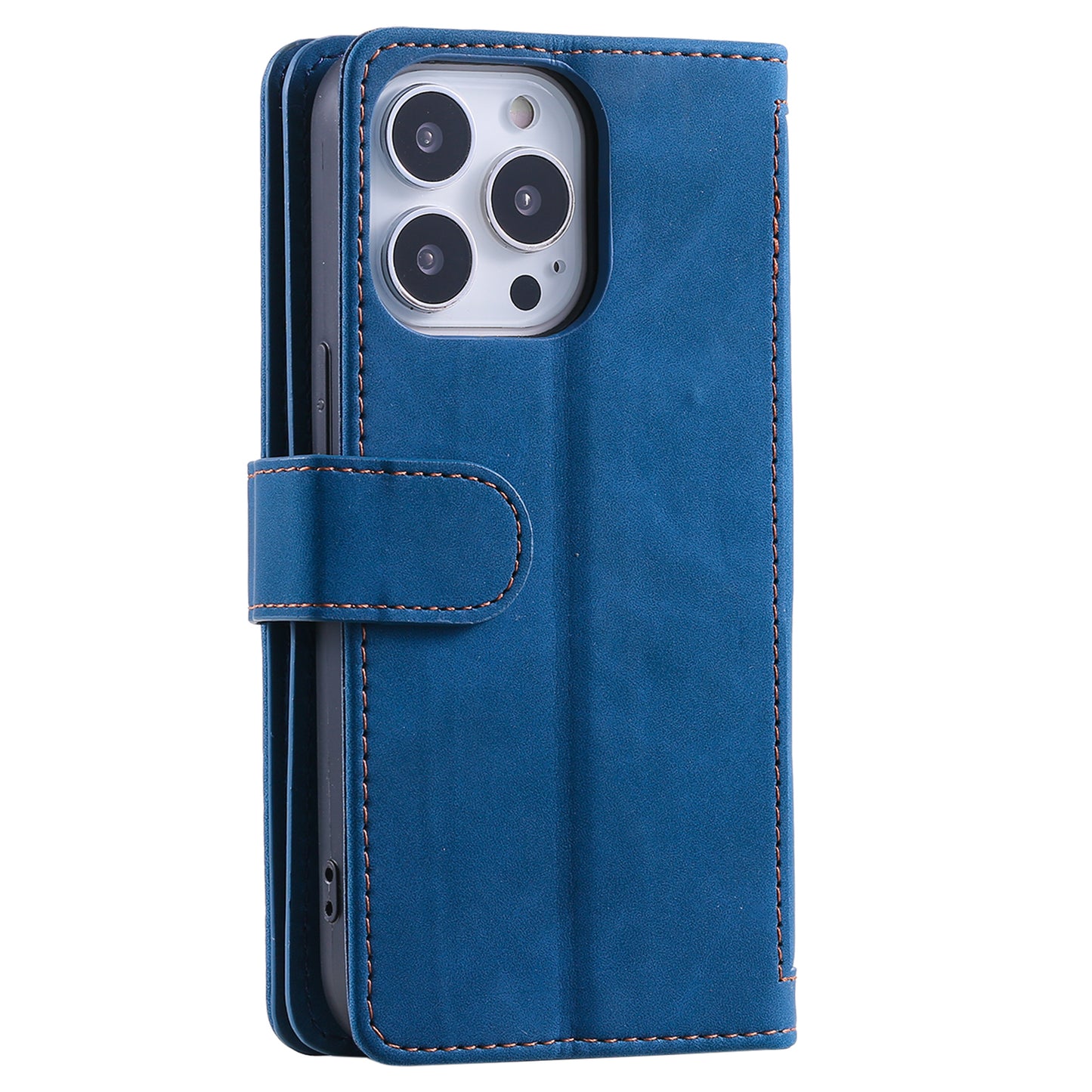 Uniqkart for iPhone 15 Ultra Anti-dust PU Leather Phone Case Zipper Pocket 9 Card Slots Protective Cover - Blue