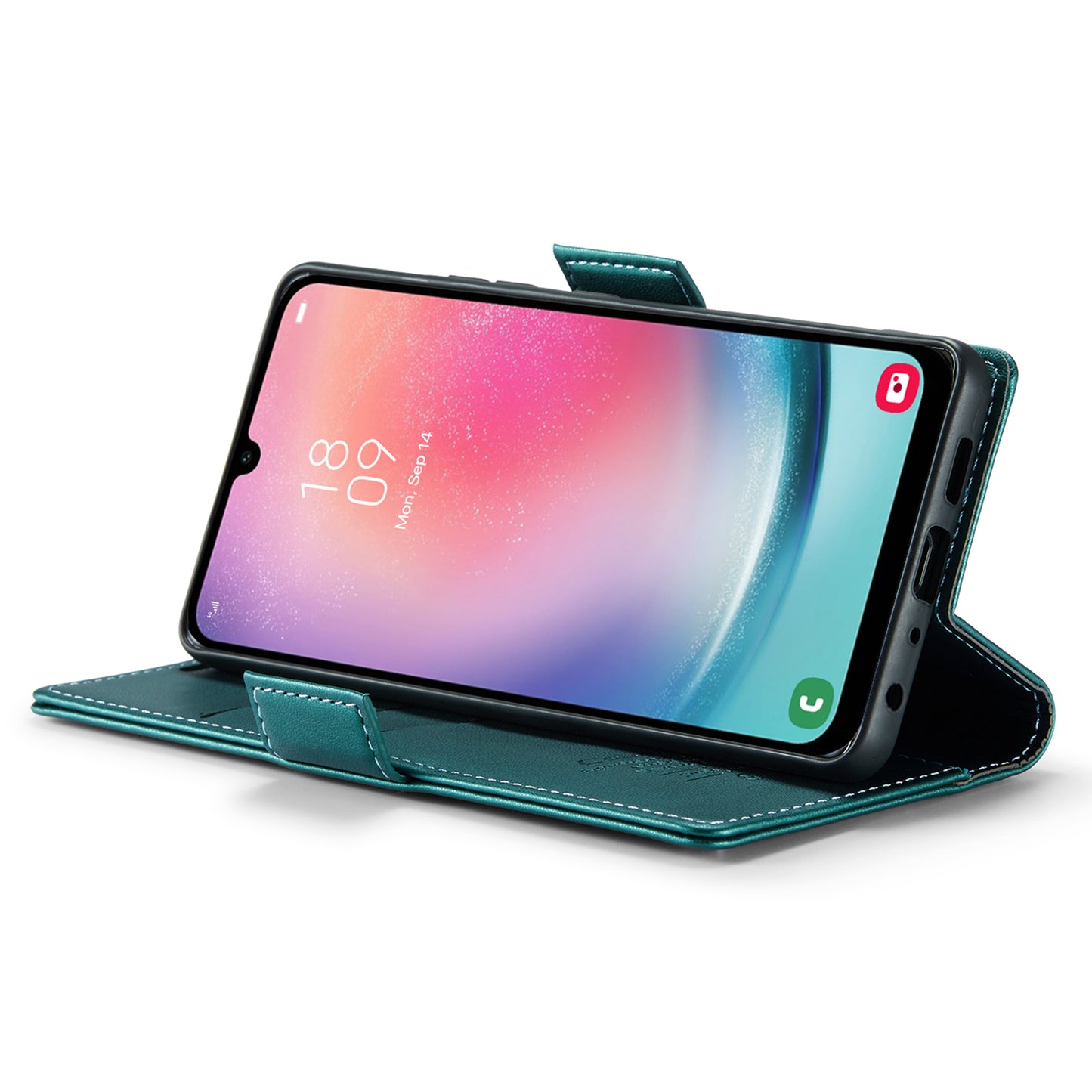 Caseme 023 Series For Samsung Galaxy A24 4G RFID Blocking Phone Case PU Leather Wallet Stand Cover - Green