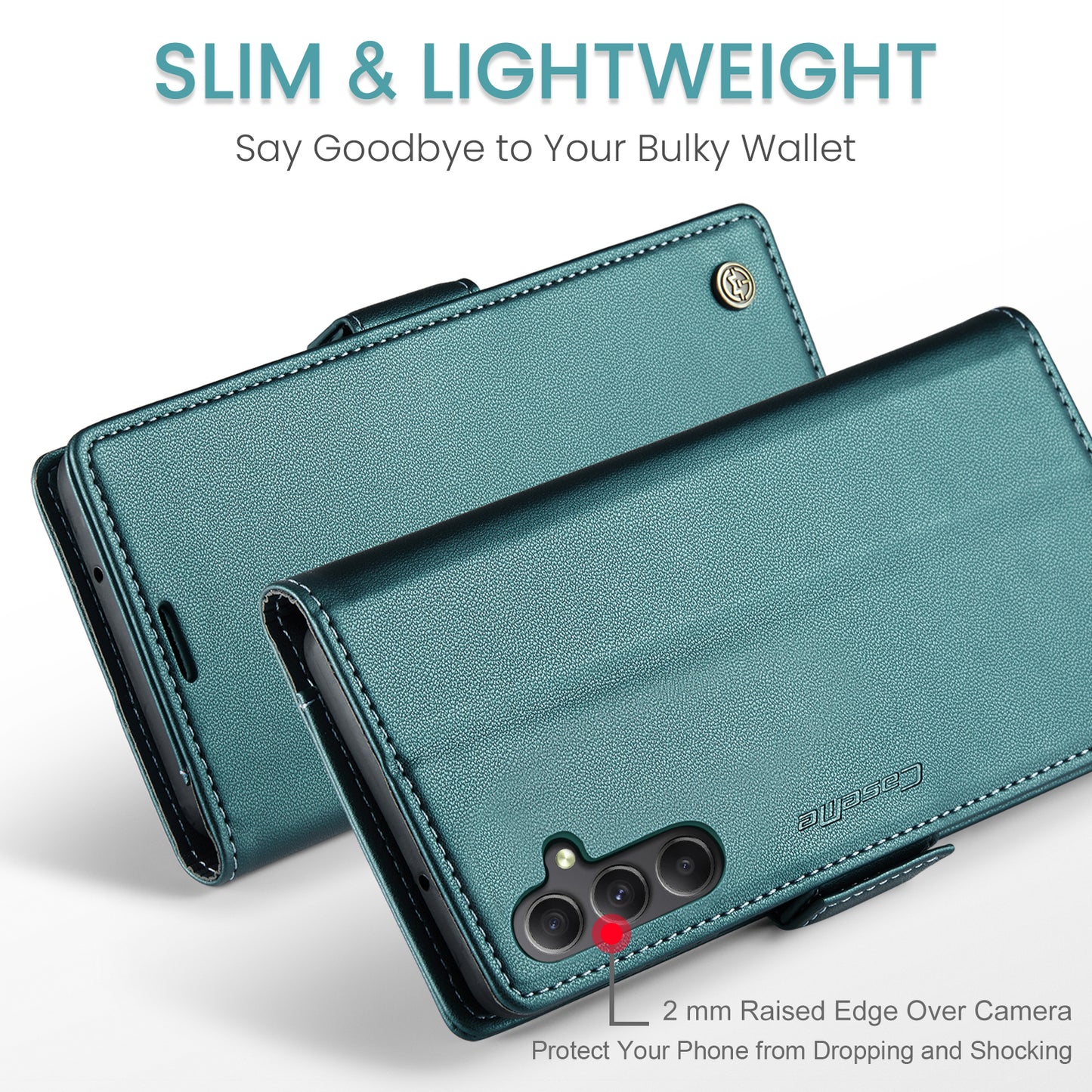 Caseme 023 Series For Samsung Galaxy A24 4G RFID Blocking Phone Case PU Leather Wallet Stand Cover - Green