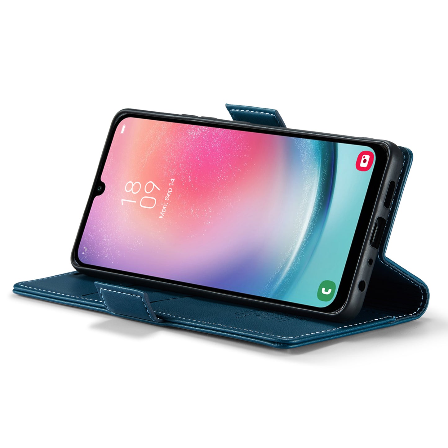Caseme 023 Series For Samsung Galaxy A24 4G RFID Blocking Phone Case PU Leather Wallet Stand Cover - Blue