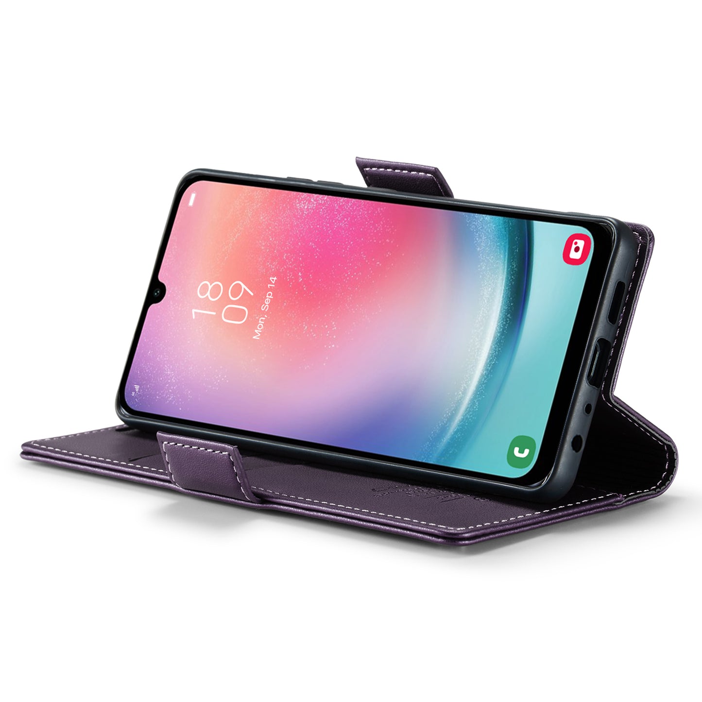 Caseme 023 Series For Samsung Galaxy A24 4G RFID Blocking Phone Case PU Leather Wallet Stand Cover - Purple