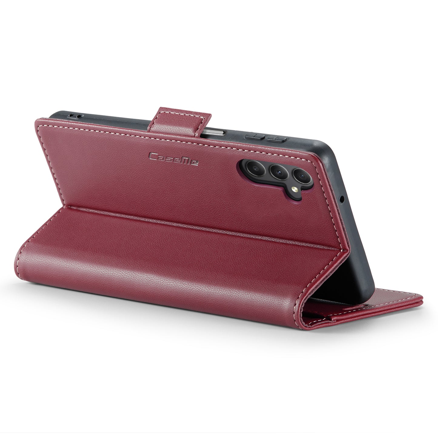 Caseme 023 Series For Samsung Galaxy A24 4G RFID Blocking Phone Case PU Leather Wallet Stand Cover - Red
