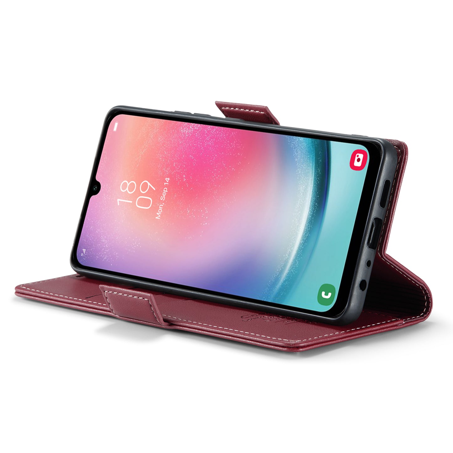 Caseme 023 Series For Samsung Galaxy A24 4G RFID Blocking Phone Case PU Leather Wallet Stand Cover - Red