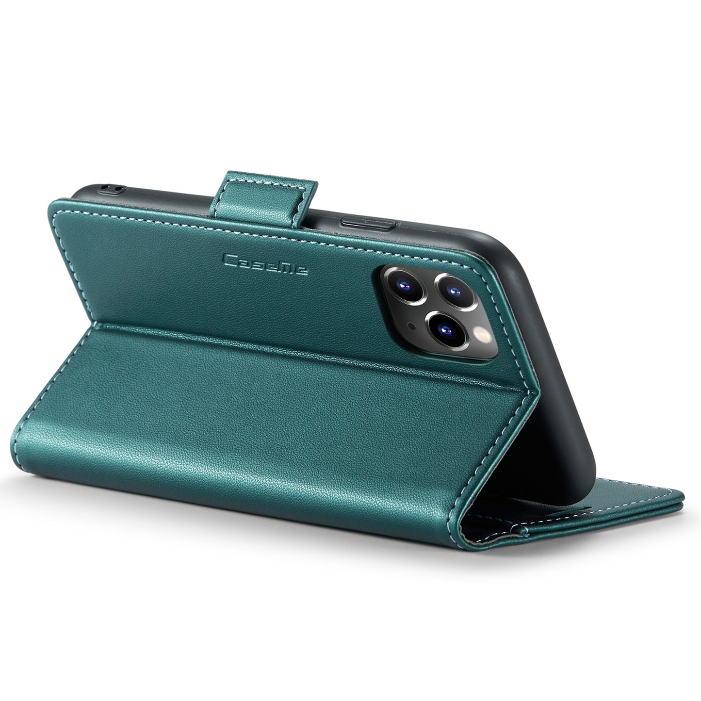 Caseme 023 Series Stand Leather Phone Case for iPhone 11 Pro , RFID Blocking Litchi Texture Wallet Cover - Green