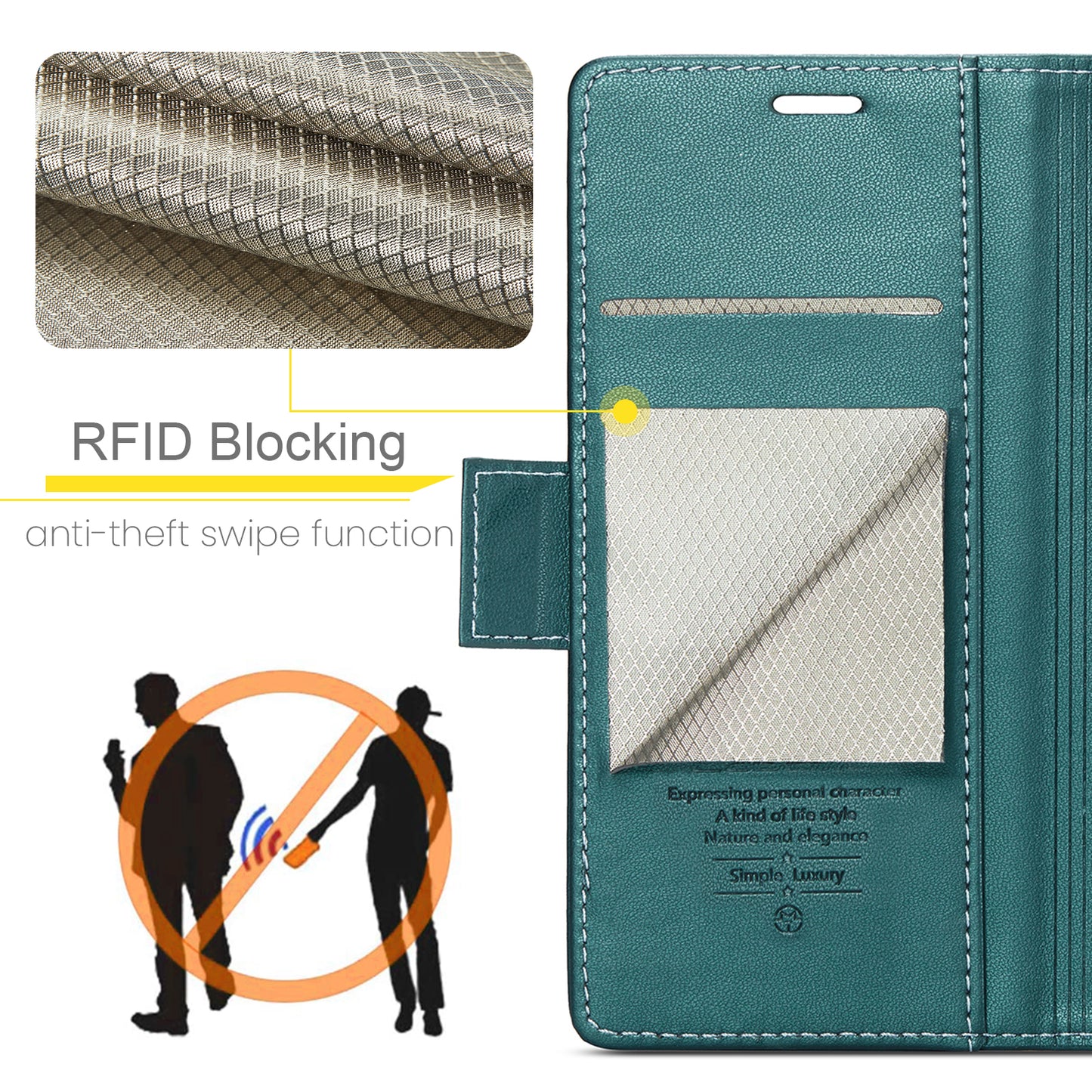 Caseme 023 Series Stand Leather Phone Case for iPhone 11 Pro , RFID Blocking Litchi Texture Wallet Cover - Green