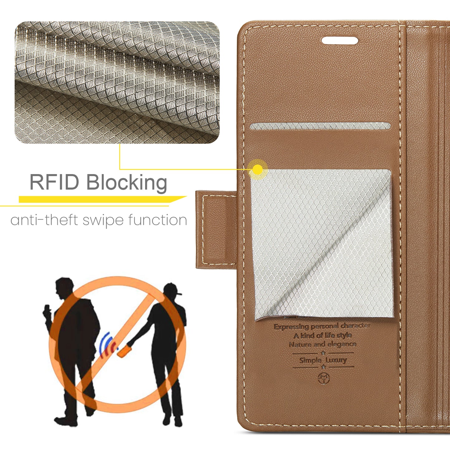 Caseme 023 Series Stand Leather Phone Case for iPhone 11 Pro , RFID Blocking Litchi Texture Wallet Cover - Brown