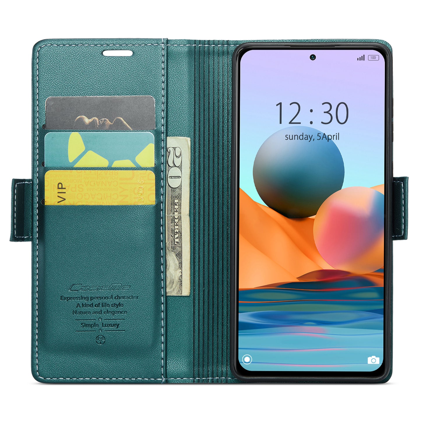 Caseme 023 Series Phone Case for Xiaomi Redmi Note 10 Pro 4G (India) / (Global) / Note 10 Pro Max 4G RFID Blocking Wallet Stand Leather Cover - Green