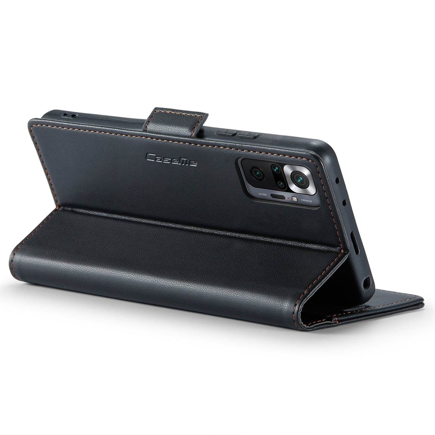Caseme 023 Series Phone Case for Xiaomi Redmi Note 10 Pro 4G (India) / (Global) / Note 10 Pro Max 4G RFID Blocking Wallet Stand Leather Cover - Black
