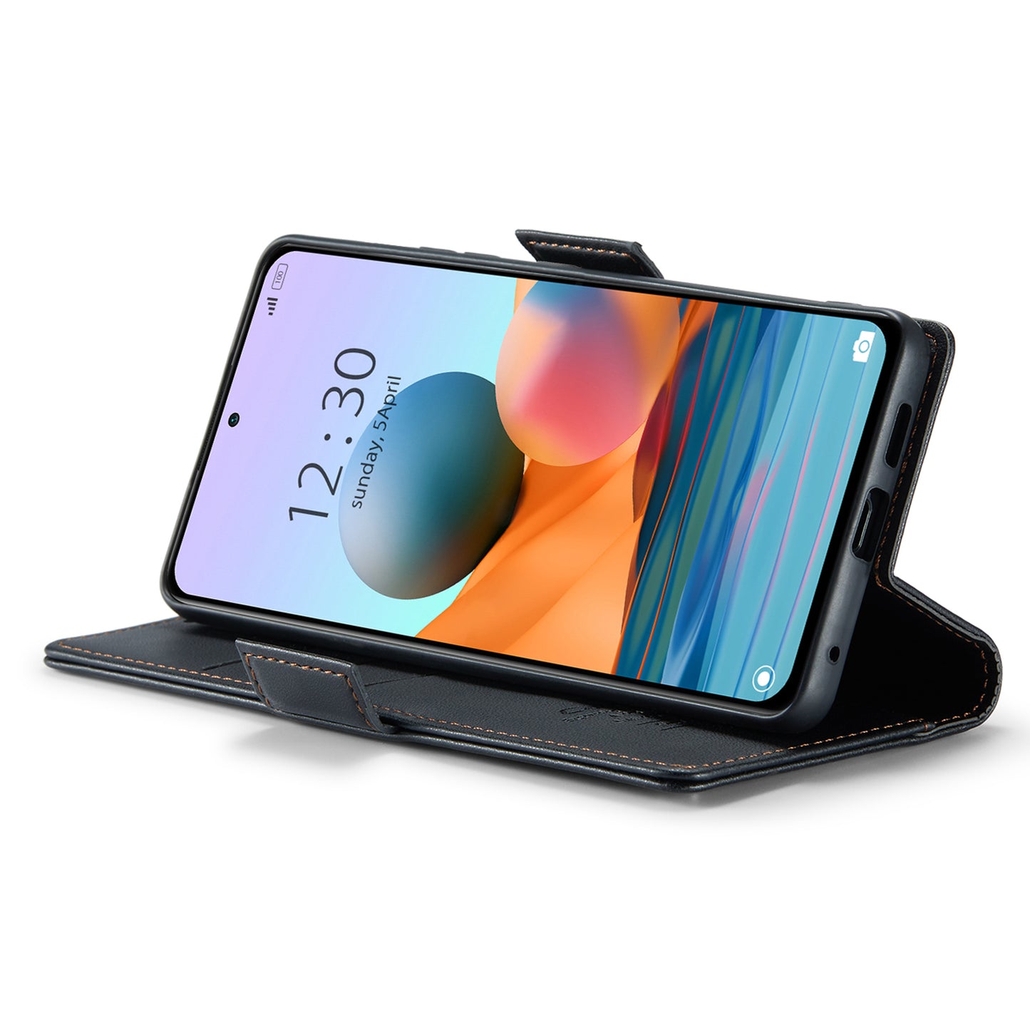 Caseme 023 Series Phone Case for Xiaomi Redmi Note 10 Pro 4G (India) / (Global) / Note 10 Pro Max 4G RFID Blocking Wallet Stand Leather Cover - Black