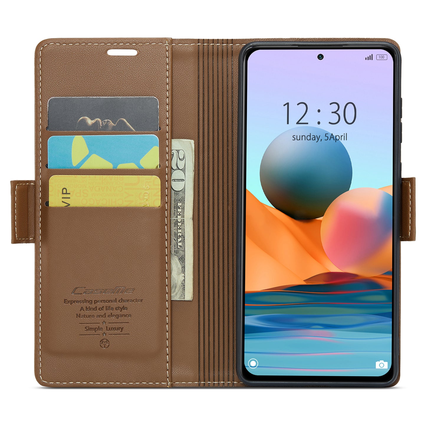 Caseme 023 Series Phone Case for Xiaomi Redmi Note 10 Pro 4G (India) / (Global) / Note 10 Pro Max 4G RFID Blocking Wallet Stand Leather Cover - Brown