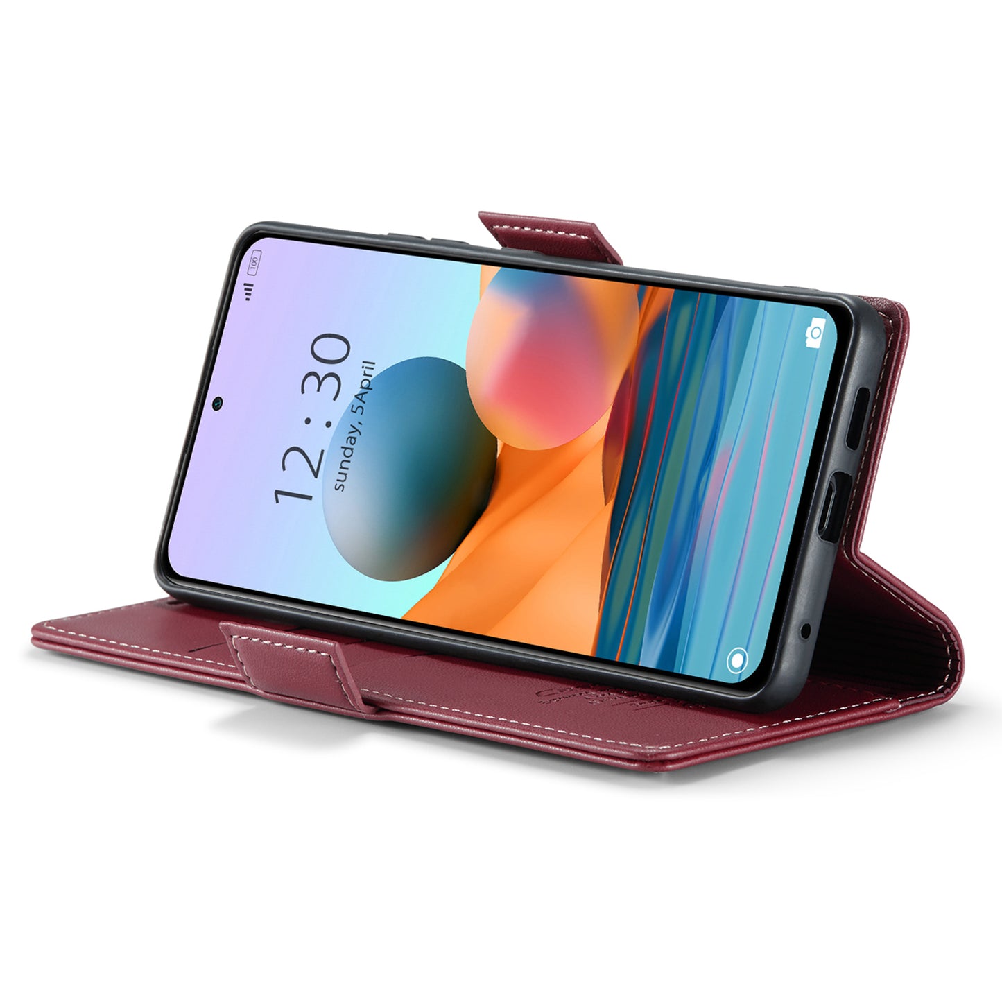 Caseme 023 Series Phone Case for Xiaomi Redmi Note 10 Pro 4G (India) / (Global) / Note 10 Pro Max 4G RFID Blocking Wallet Stand Leather Cover - Red