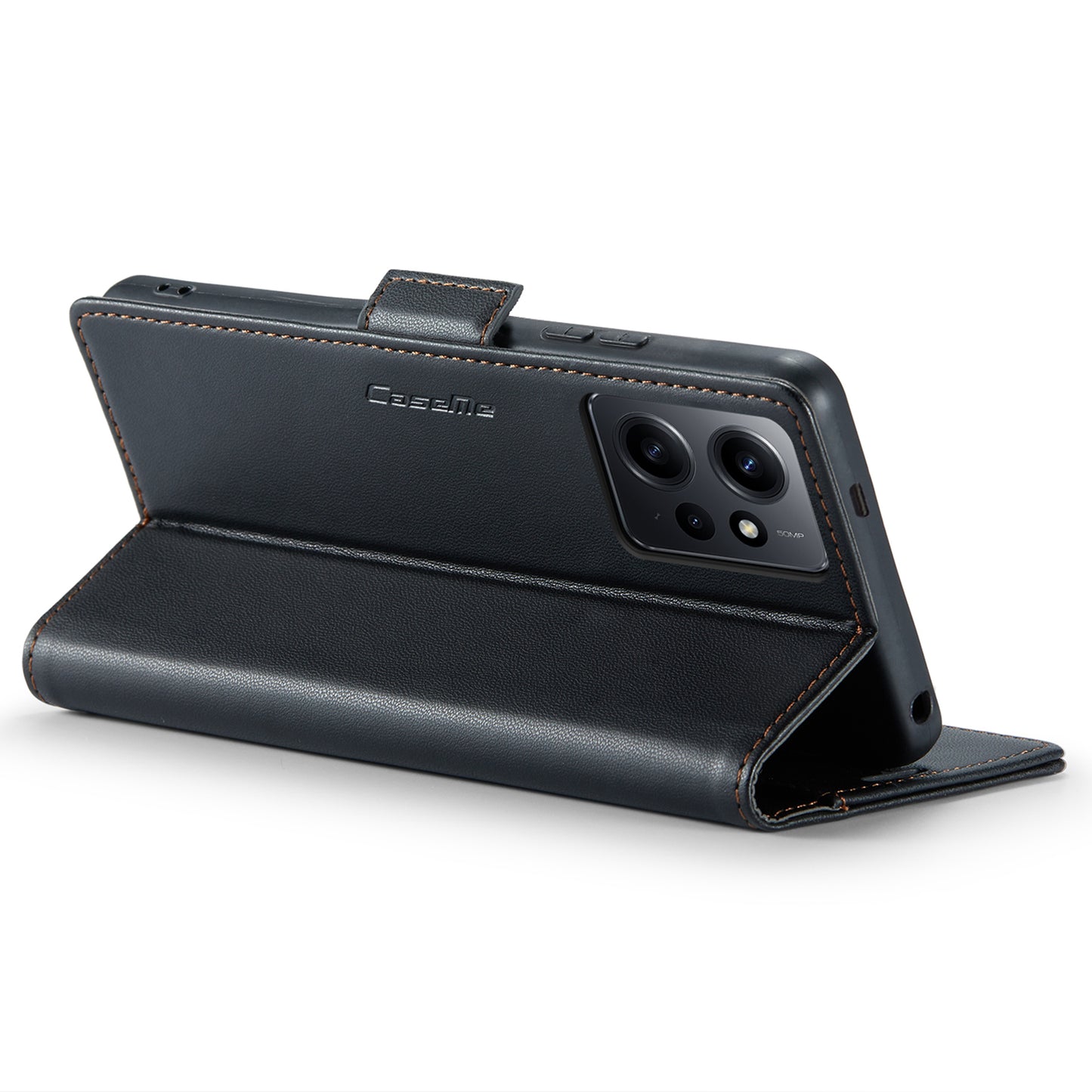 Caseme Leather Case for Xiaomi Redmi Note 12 4G RFID Blocking Phone Cover with Stand Wallet - Black