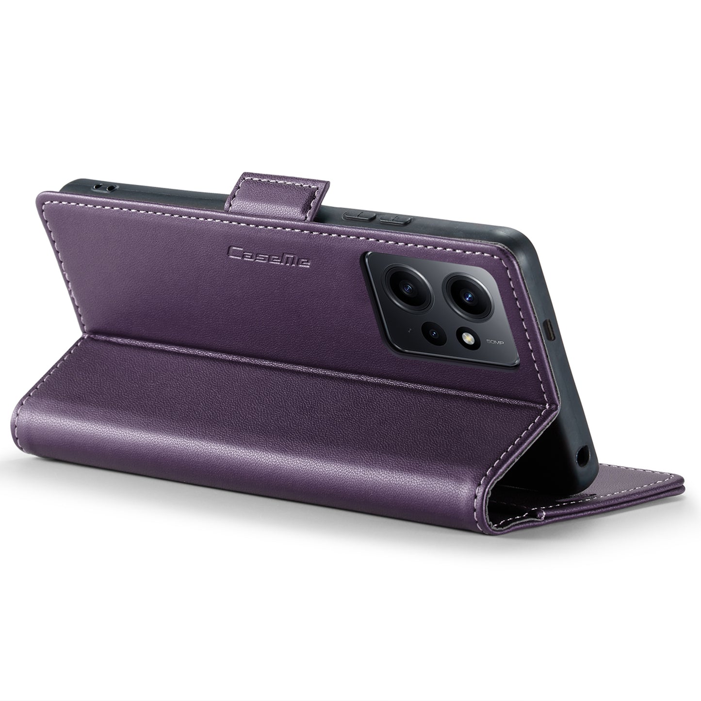 Caseme Leather Case for Xiaomi Redmi Note 12 4G RFID Blocking Phone Cover with Stand Wallet - Purple