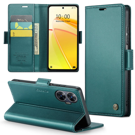 Caseme RFID Blocking Leather Case for Realme C55 , Wallet Stand Anti-drop Phone Cover - Green