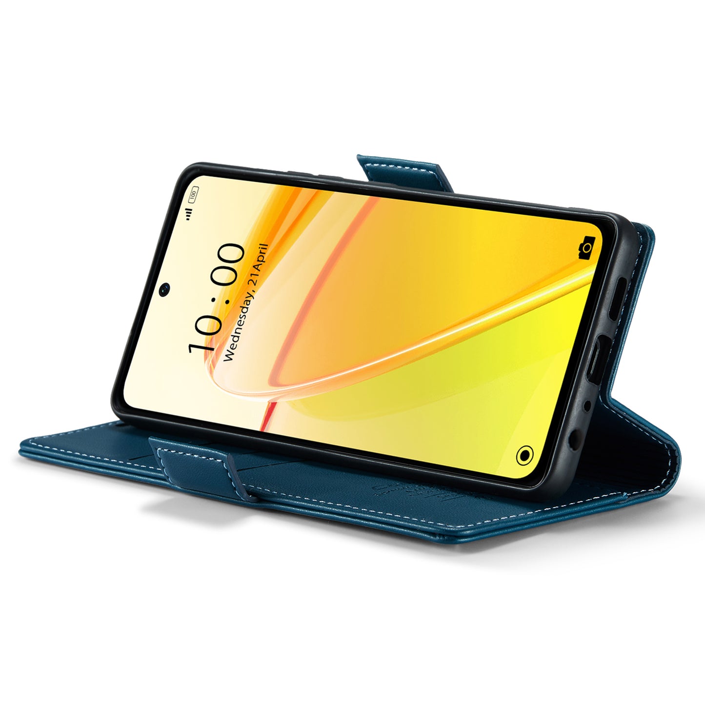 Caseme RFID Blocking Leather Case for Realme C55 , Wallet Stand Anti-drop Phone Cover - Blue