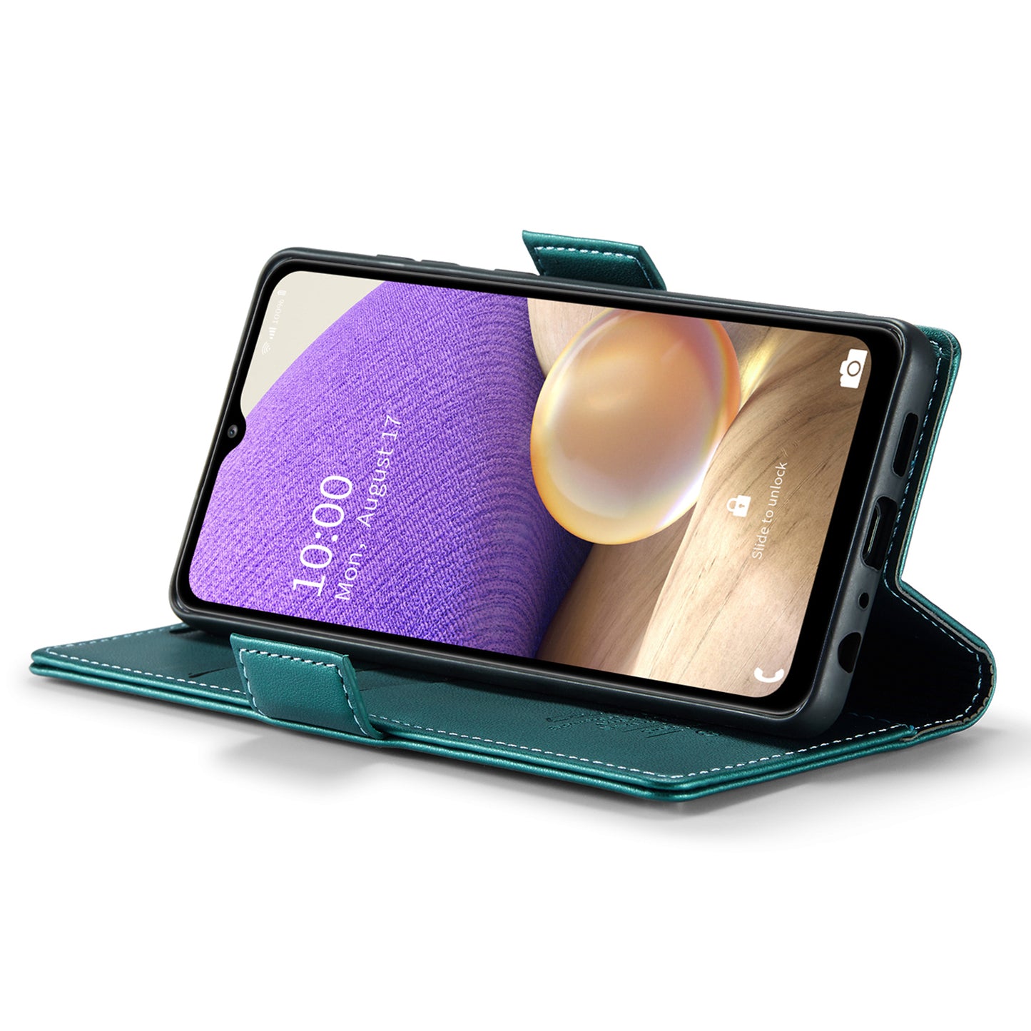 Caseme 023 Series For Samsung Galaxy A32 5G / M32 5G RFID Blocking Phone Wallet Case PU Leather Stand Phone Cover - Green