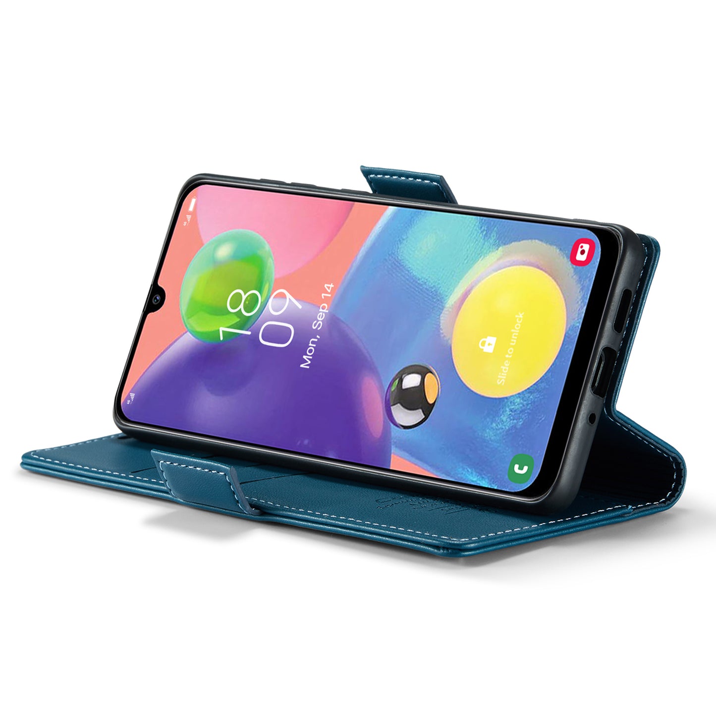 Caseme 023 Series For Samsung Galaxy A70 / A70s Wallet Stand Phone Leather Case RFID Blocking Phone Cover - Blue