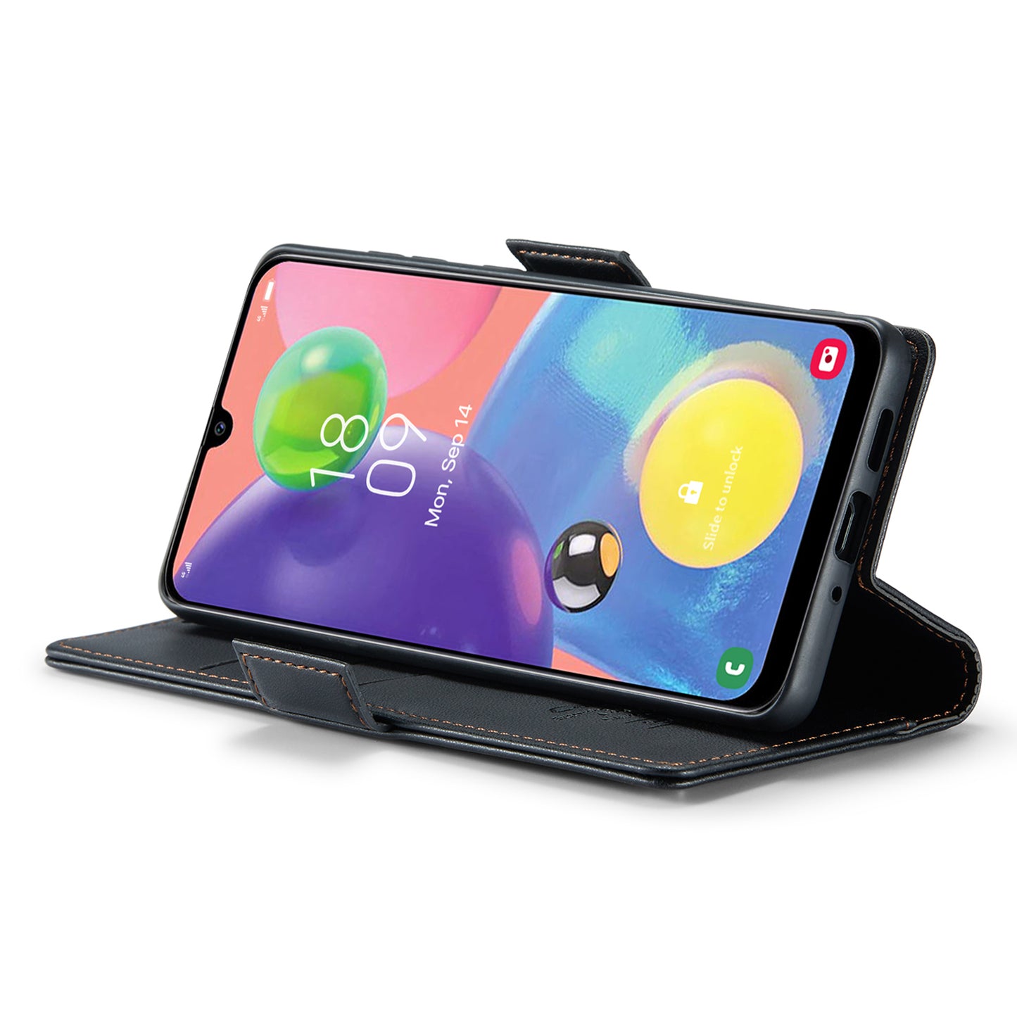 Caseme 023 Series For Samsung Galaxy A70 / A70s Wallet Stand Phone Leather Case RFID Blocking Phone Cover - Black