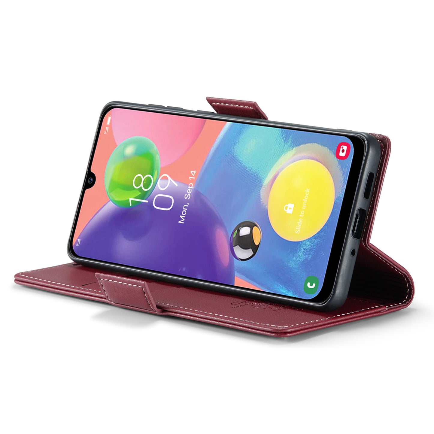 Caseme 023 Series For Samsung Galaxy A70 / A70s Wallet Stand Phone Leather Case RFID Blocking Phone Cover - Red