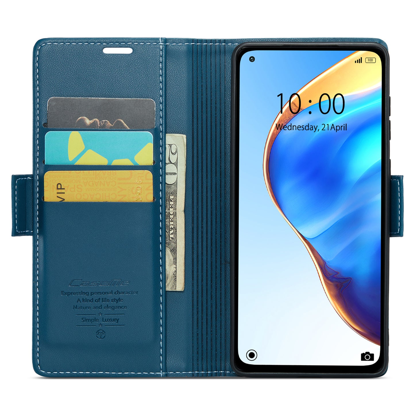 Caseme 023 Series For Xiaomi Mi 10T 5G / Mi 10T Pro 5G / Redmi K30S RFID Blocking PU Leather Wallet Case Stand Phone Cover - Blue