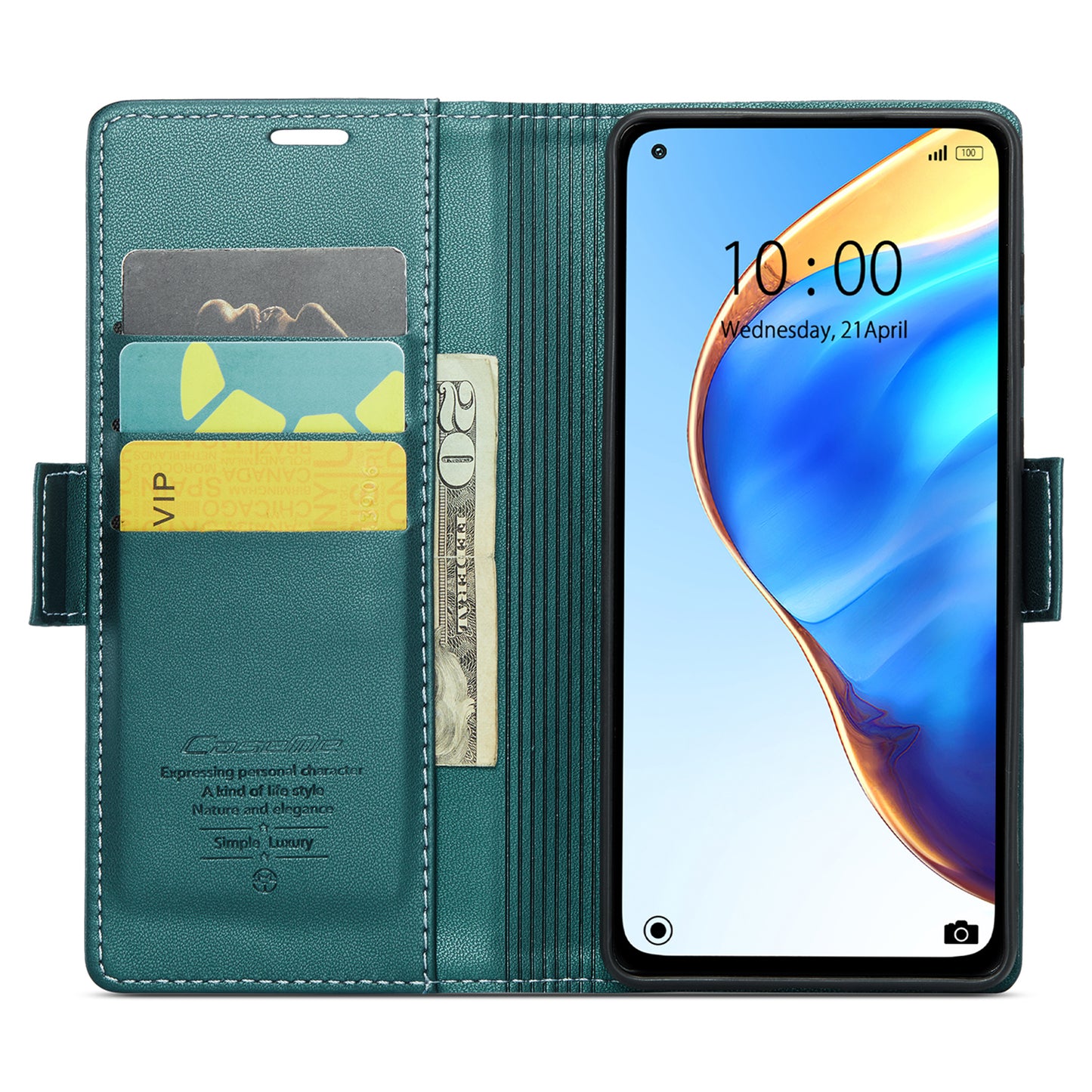Caseme 023 Series For Xiaomi Mi 10T 5G / Mi 10T Pro 5G / Redmi K30S RFID Blocking PU Leather Wallet Case Stand Phone Cover - Green