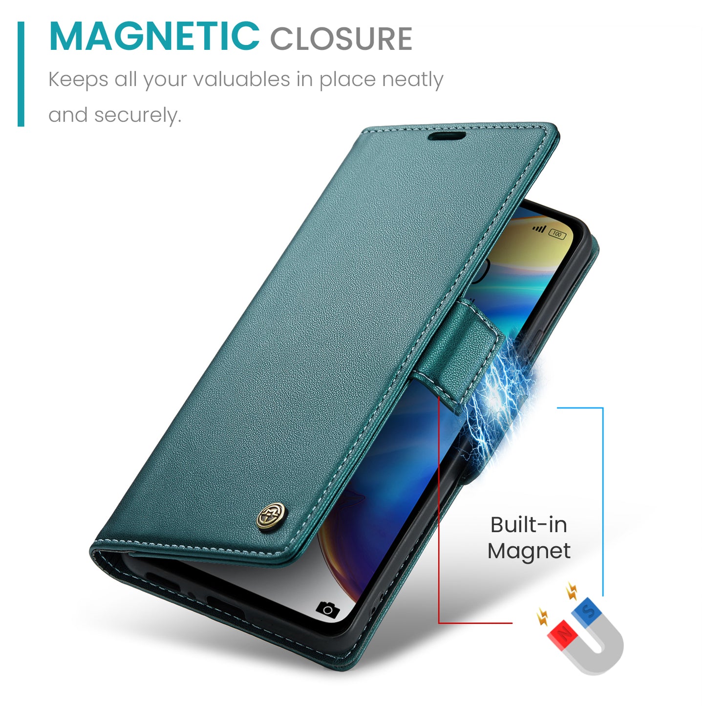 Caseme 023 Series For Xiaomi Mi 10T 5G / Mi 10T Pro 5G / Redmi K30S RFID Blocking PU Leather Wallet Case Stand Phone Cover - Green