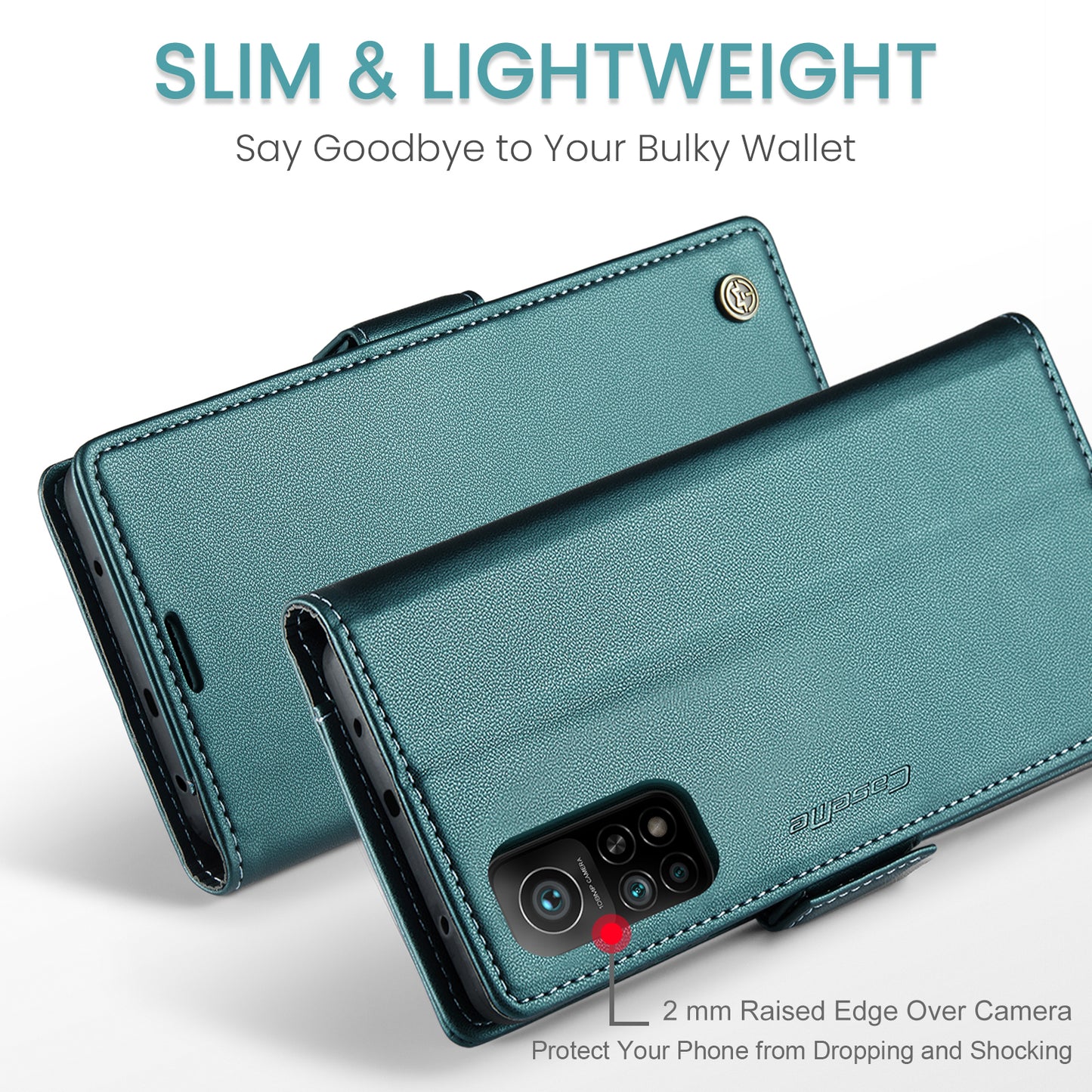 Caseme 023 Series For Xiaomi Mi 10T 5G / Mi 10T Pro 5G / Redmi K30S RFID Blocking PU Leather Wallet Case Stand Phone Cover - Green